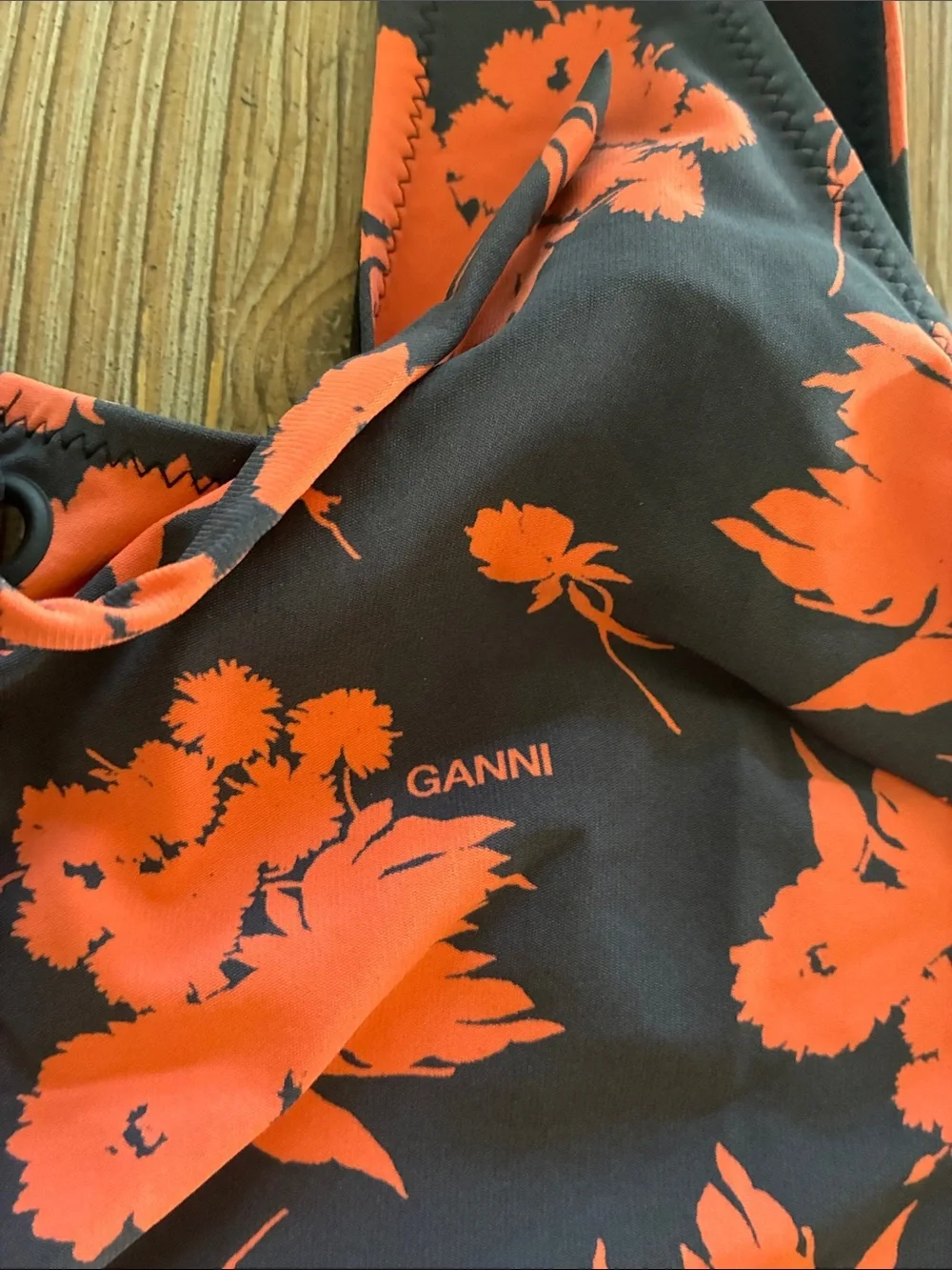 Ganni Floral Recycled Matte Bikini Set in Phantom 36